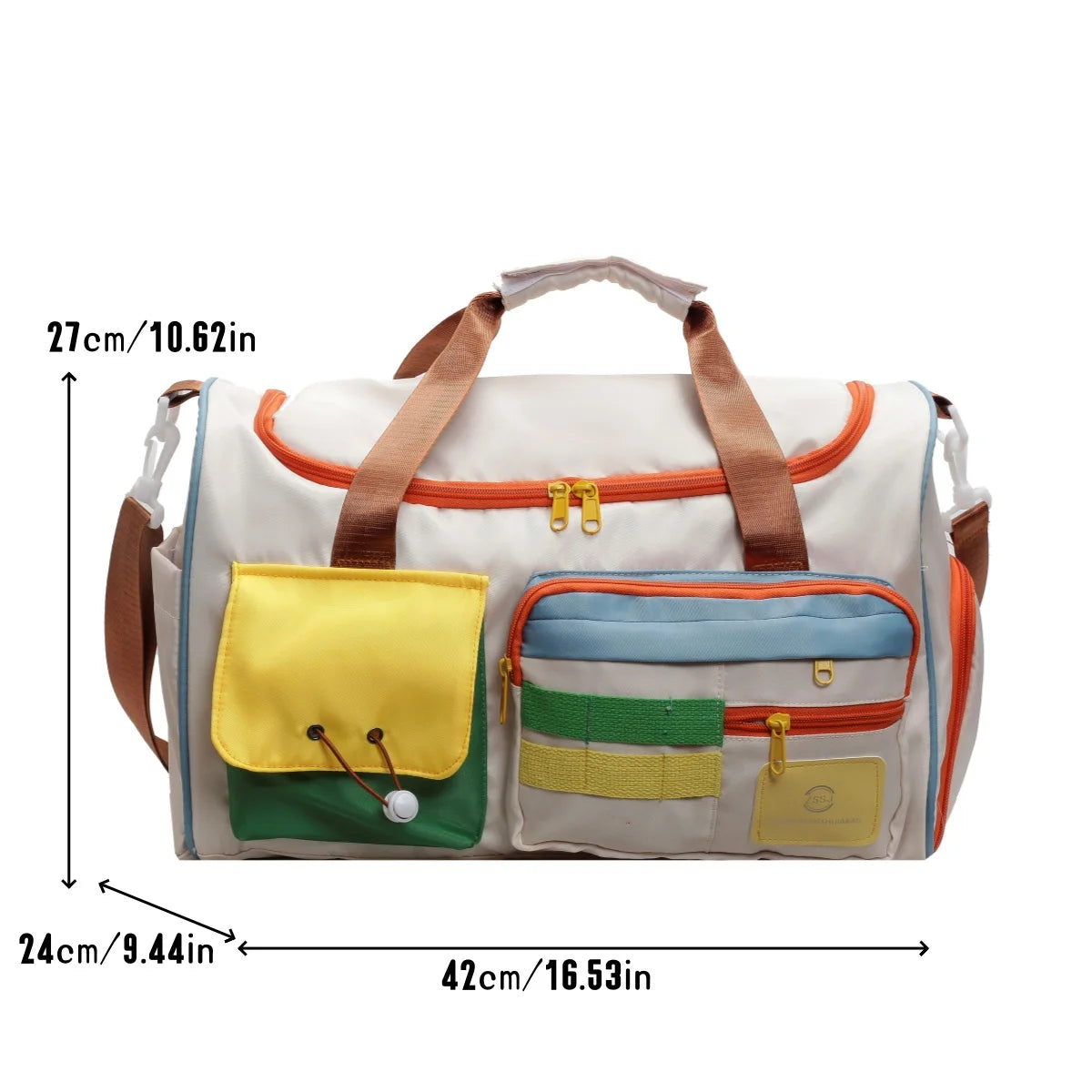 Beigefarbene Reisetasche mit Schuhfach