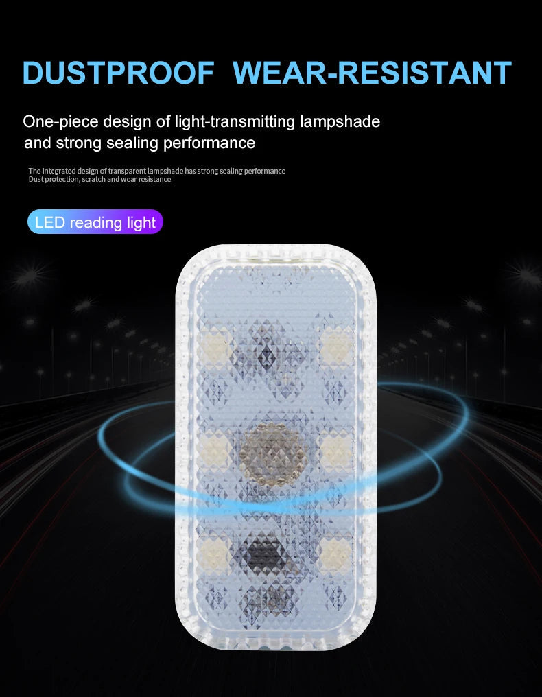 LED Touch Light Mini Wireless Car Interior Lighting Auto Roof Ceiling Reading Lamp for Trunk Storage Box USB Charging 