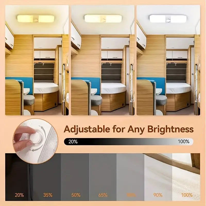 120 LED Car Interior Reading Light 3 Color Dimming 12V/24V