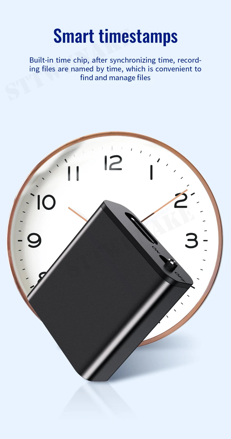 Mini Voice Activated Recorder Only 0.25cm Built-in Magnet Small Digital Audio Recording Sound Device Micro Dictaphone STTWUNAKE 