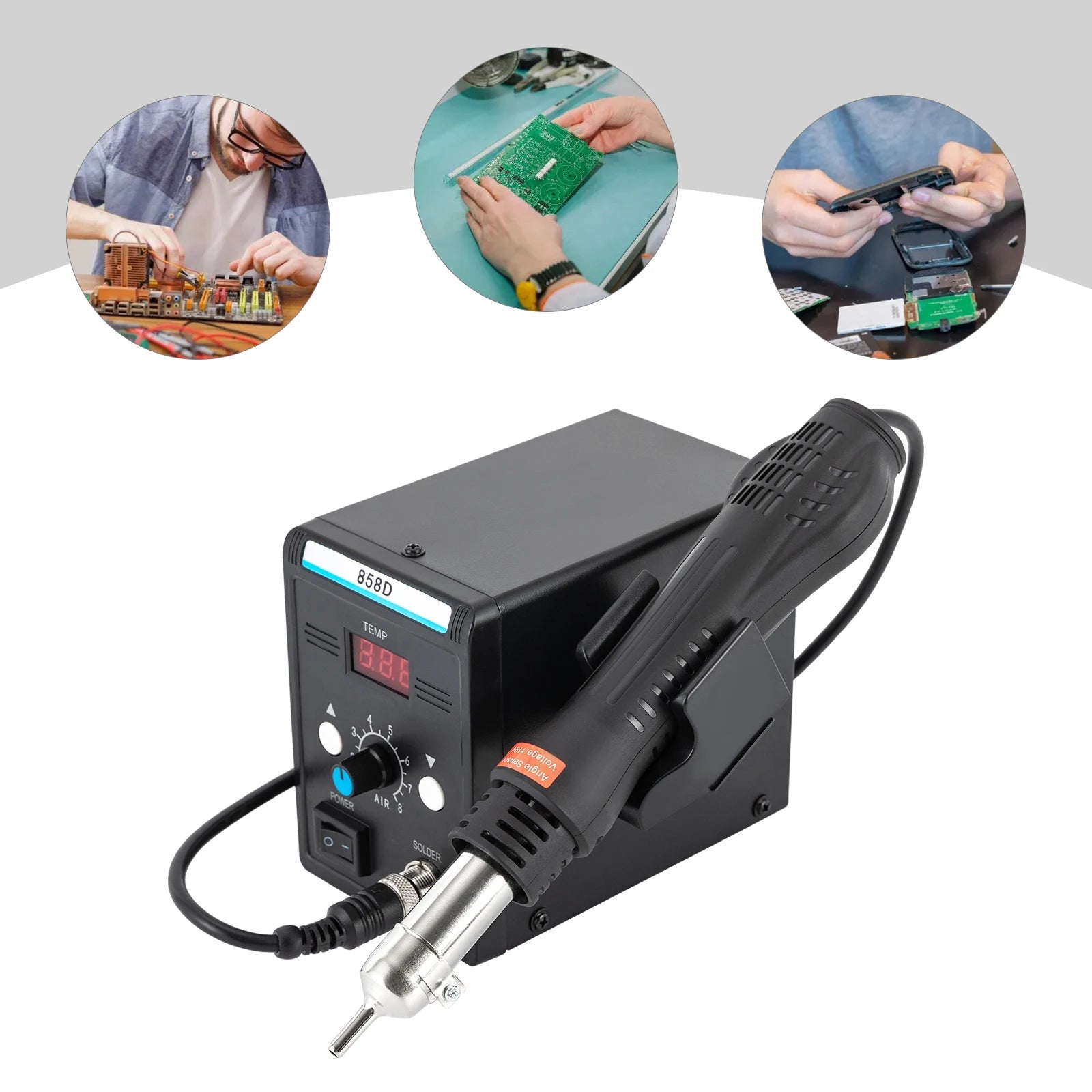 700W Hot Air Rework SMD Soldering Station With Heat Gun Set Temperature LED Screen Display For Electronics Repairs 