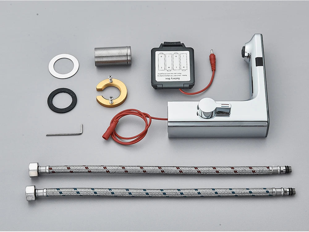 White Smart Sensor Basin Faucet Screen Digital Display Hot Cold Water Mixer Tap Touchless Vanity Sink Faucet For Bathroom 