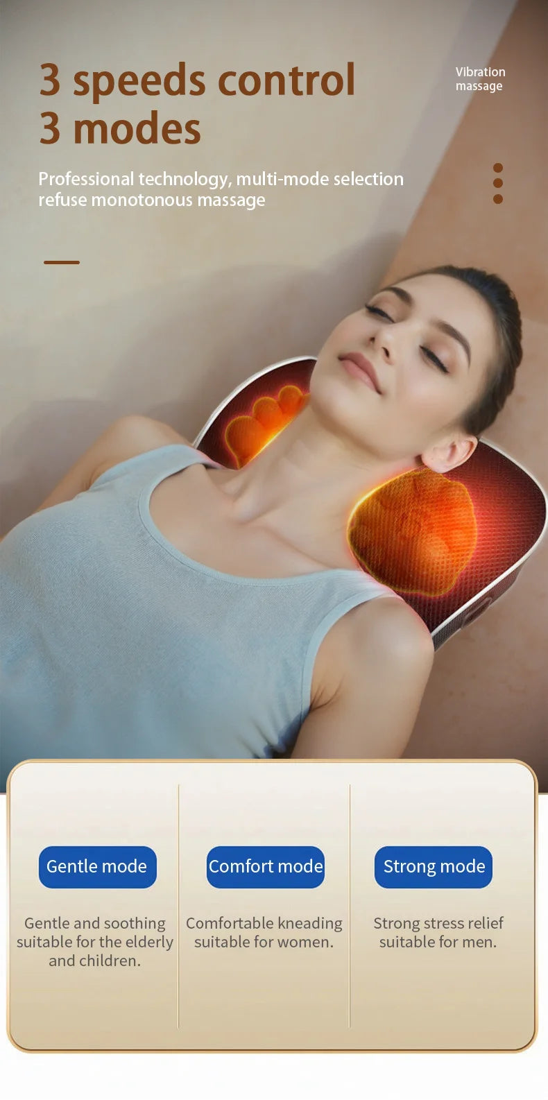 Manufacturer Direct Electric Shiatsu Head Neck Cervical Ttraction Body Massager Car Back Pillow with Heating Vibrating Massage D 