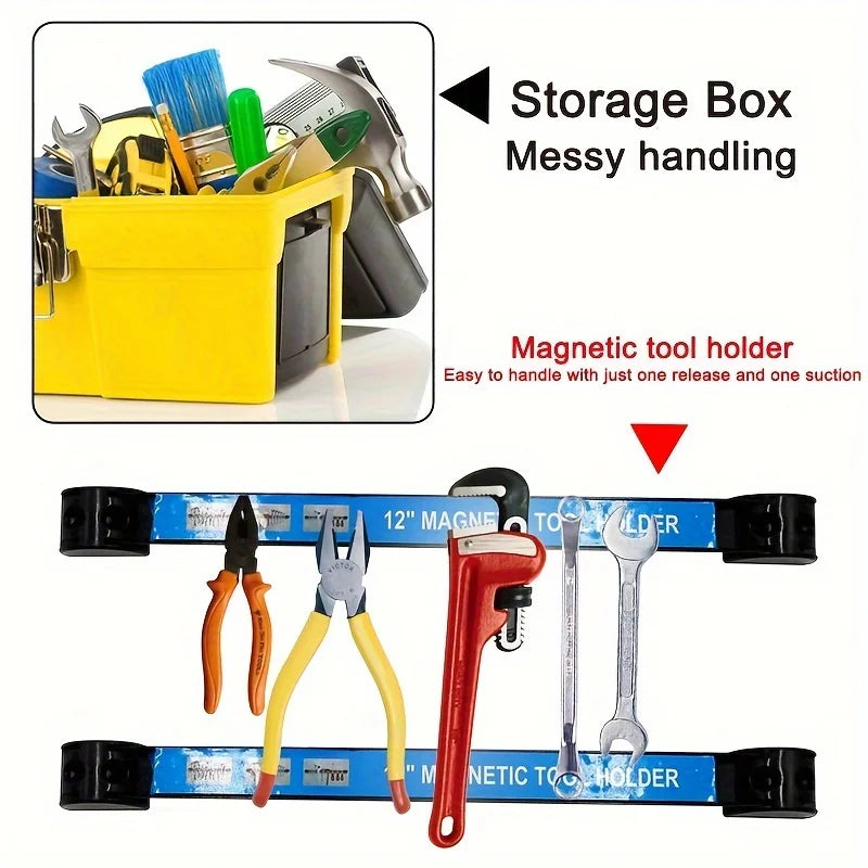 8.12,18,24inch Magnetic Tool Holder Heavy Duty Tool Bar,Space Saving Metal Organizer Rack Tool for Workshop Garage Home 