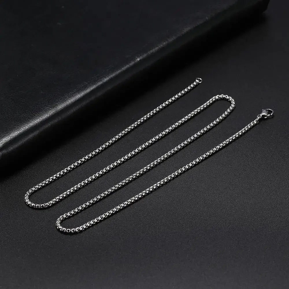 Skyrim Fashion Long Box Chain Necklace Stainless Steel Basic Punk 2-7mm Thick Chains Jewelry Gift for Men Women Wholesale 