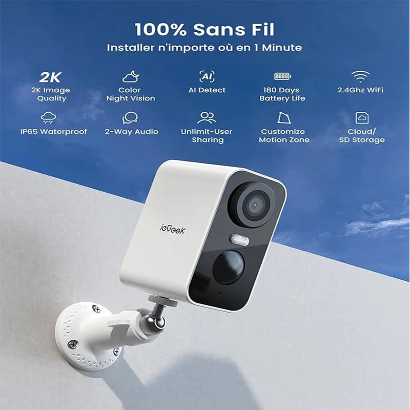 ieGeek 2K Wireless Battery Security Camera, 2-Pack
