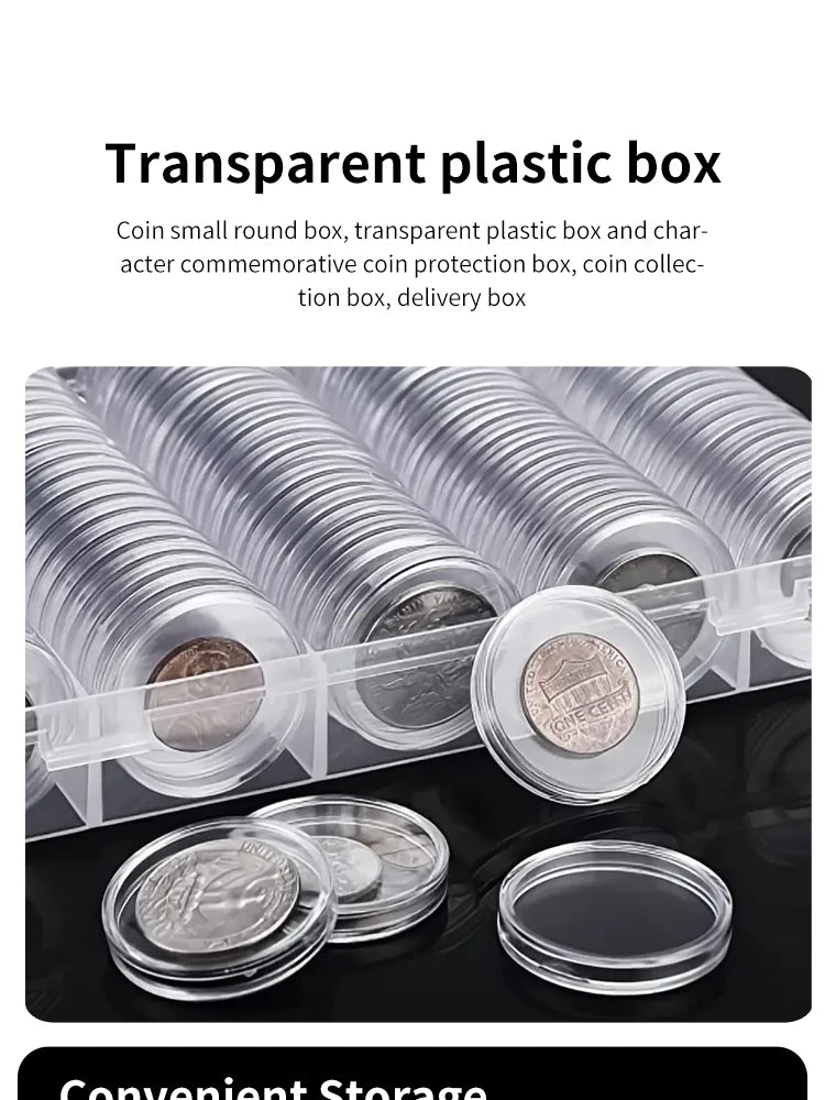 Coin Capsules Round Plastic Coin Collection Box Coin Storage Box Coin Protection Box Christmas, Halloween, Thanksgiving Gift