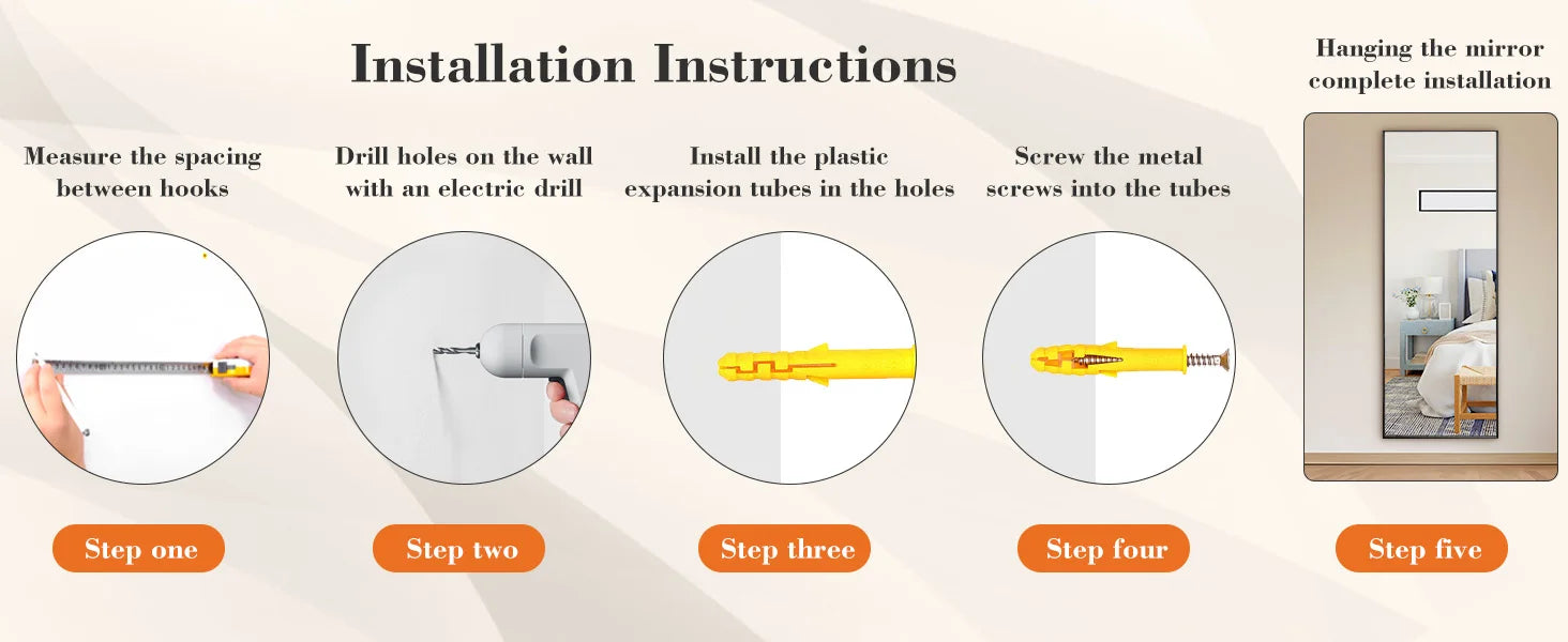 JHK 64" x 21" Full Body Wall Mirror with Aluminum Alloy Frame