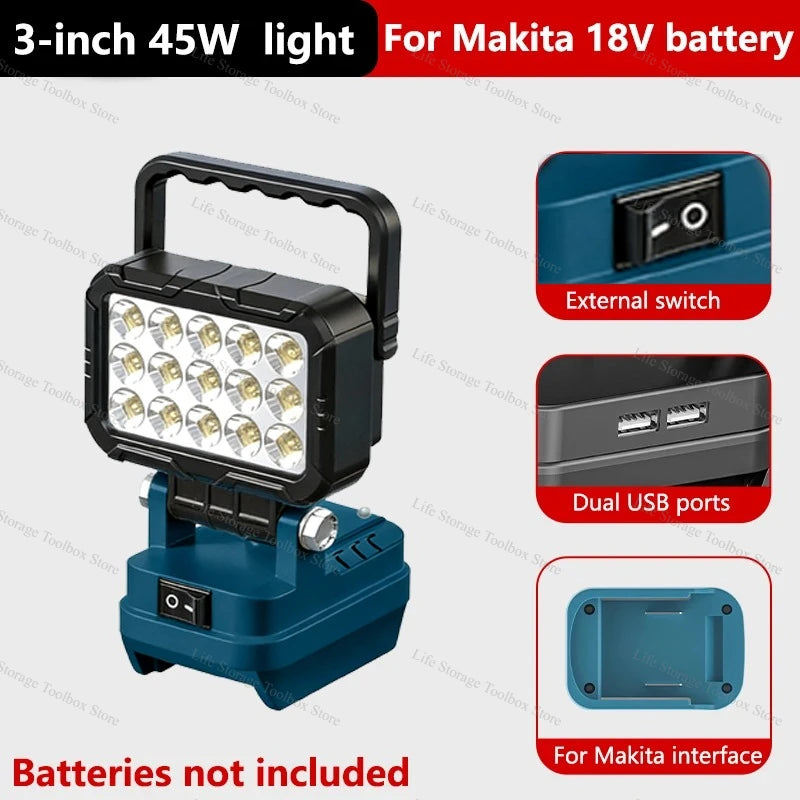 Cordless LED Work Light with USB Port, 3- to 8-Inch Options