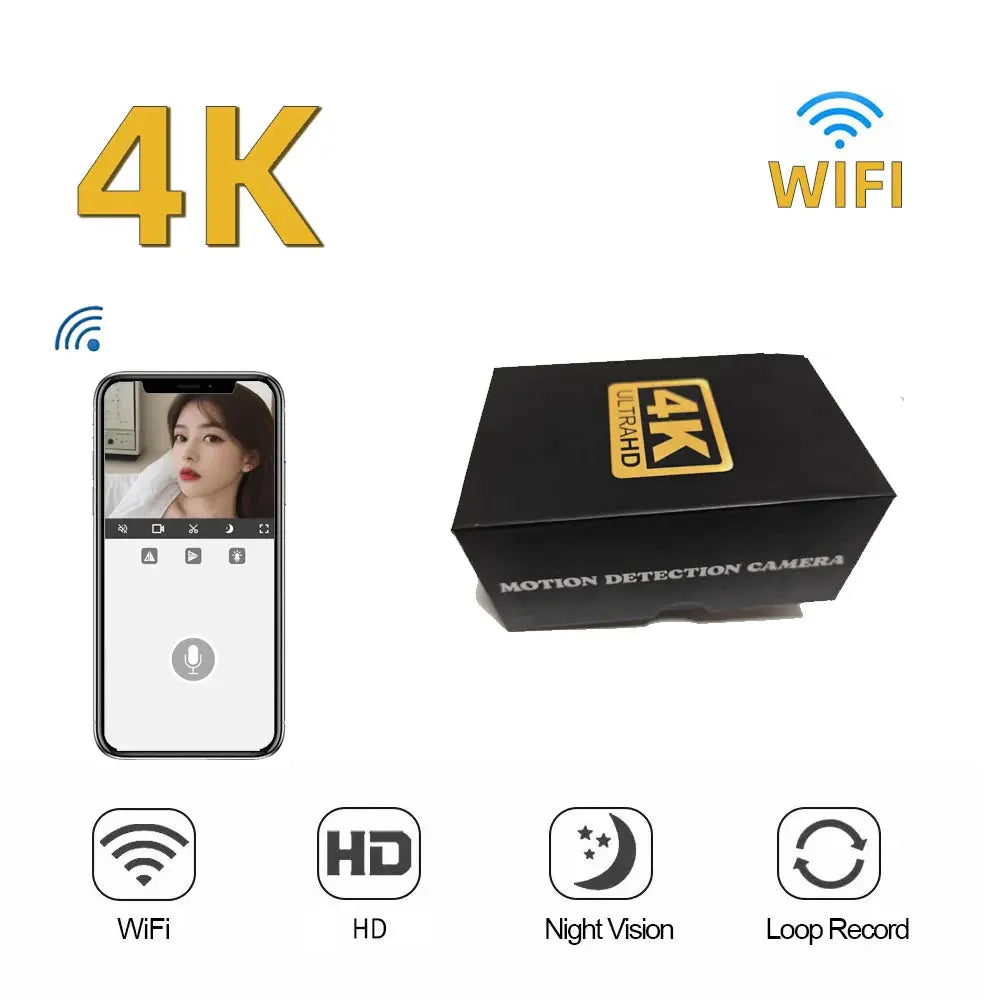 4K WIFI IP Mini Camera IR night vision Home indoor Smaller Camcorder wireless Remote Control Video Cameras motion detection Spy-shop.com