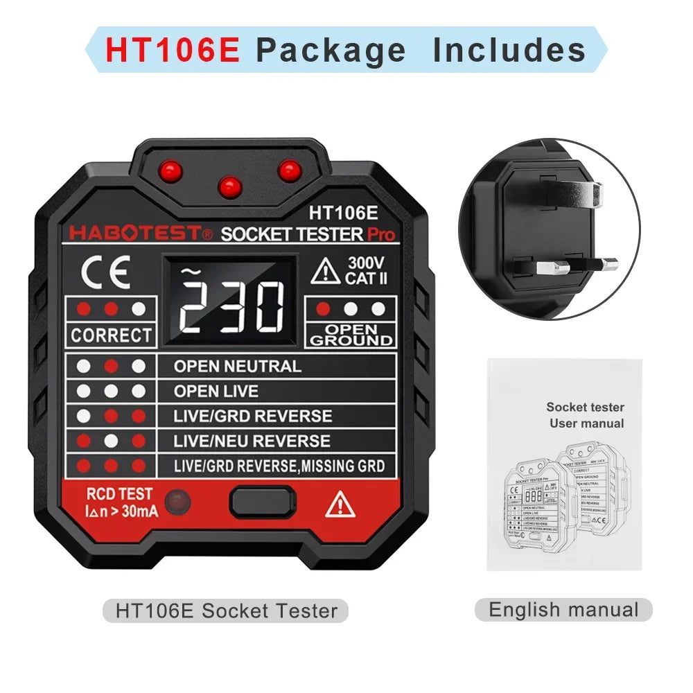 Socket Wiring Tester with Plug and Model Options