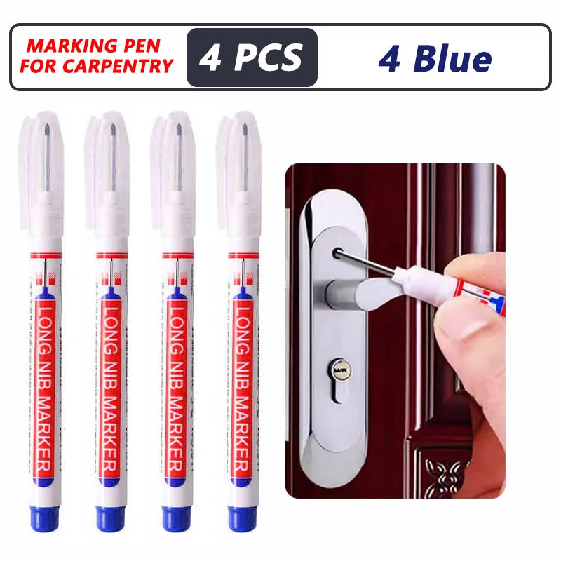 8Pcs/Set 20mm Deep Hole Long Nib Head Markers For Metal Perforating Pen Waterproof Bathroom Woodworking Decoration Multi-Purpose 