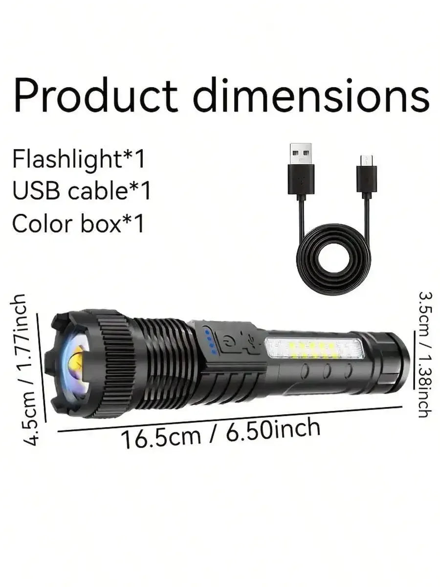 2 Piece Tactical Flashlight USB C Rechargeable 7 Modes