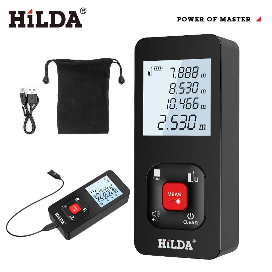 HILDA Laser Distance 50M/100M/120M Rangefinder Profesional Meter Laser Range Finder Ruler Test Tool 