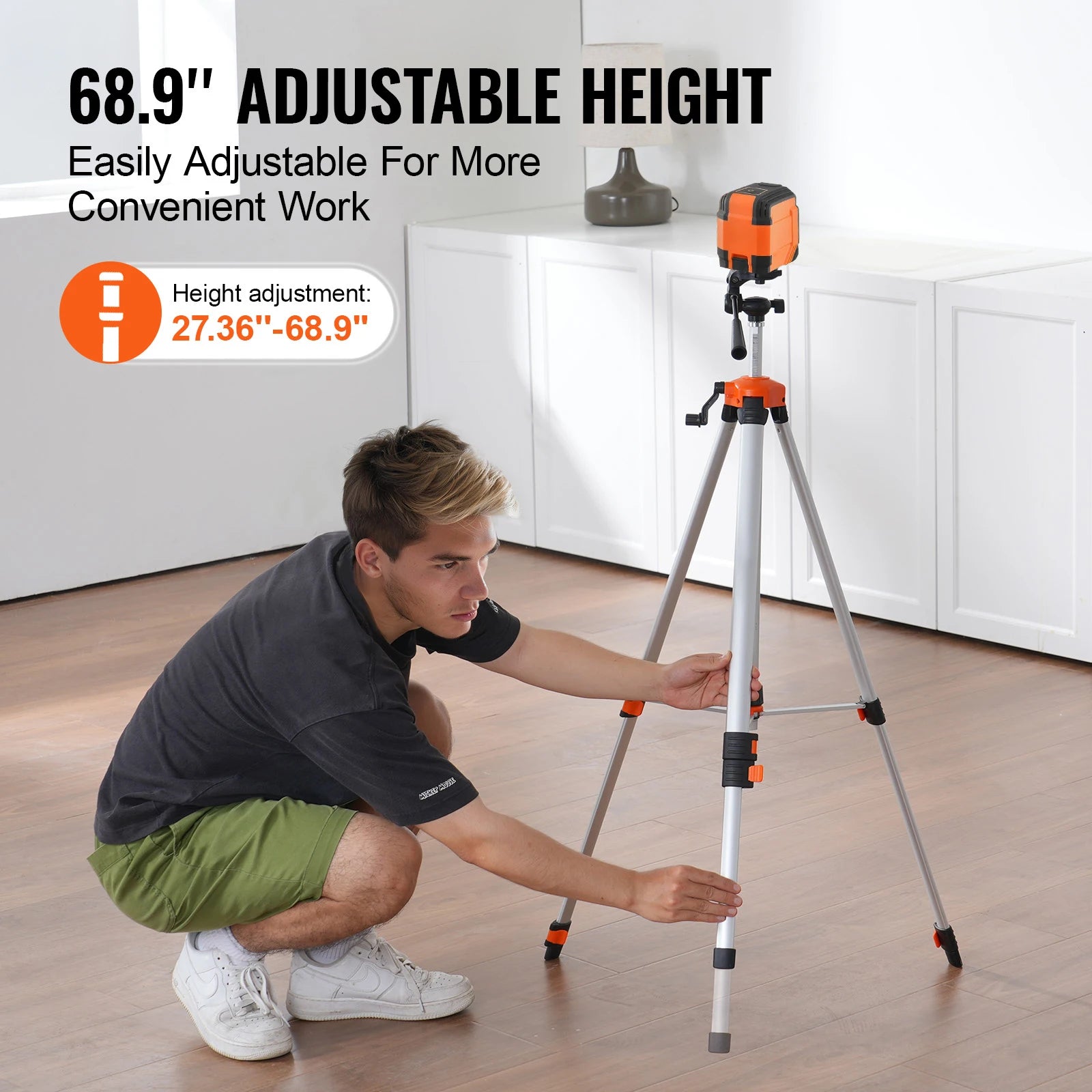 Adjustable Laser Level Tripod Stand 27–68 in with 1/4 Thread