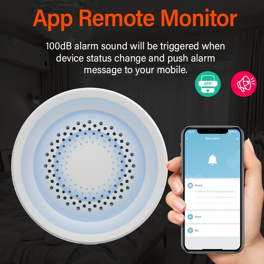 Tuya Zigbee Siren Alarm For Smart Home Security 100db Speaker Works With Alexa Yandex Alice Require Tuya Zigbee Hub. 