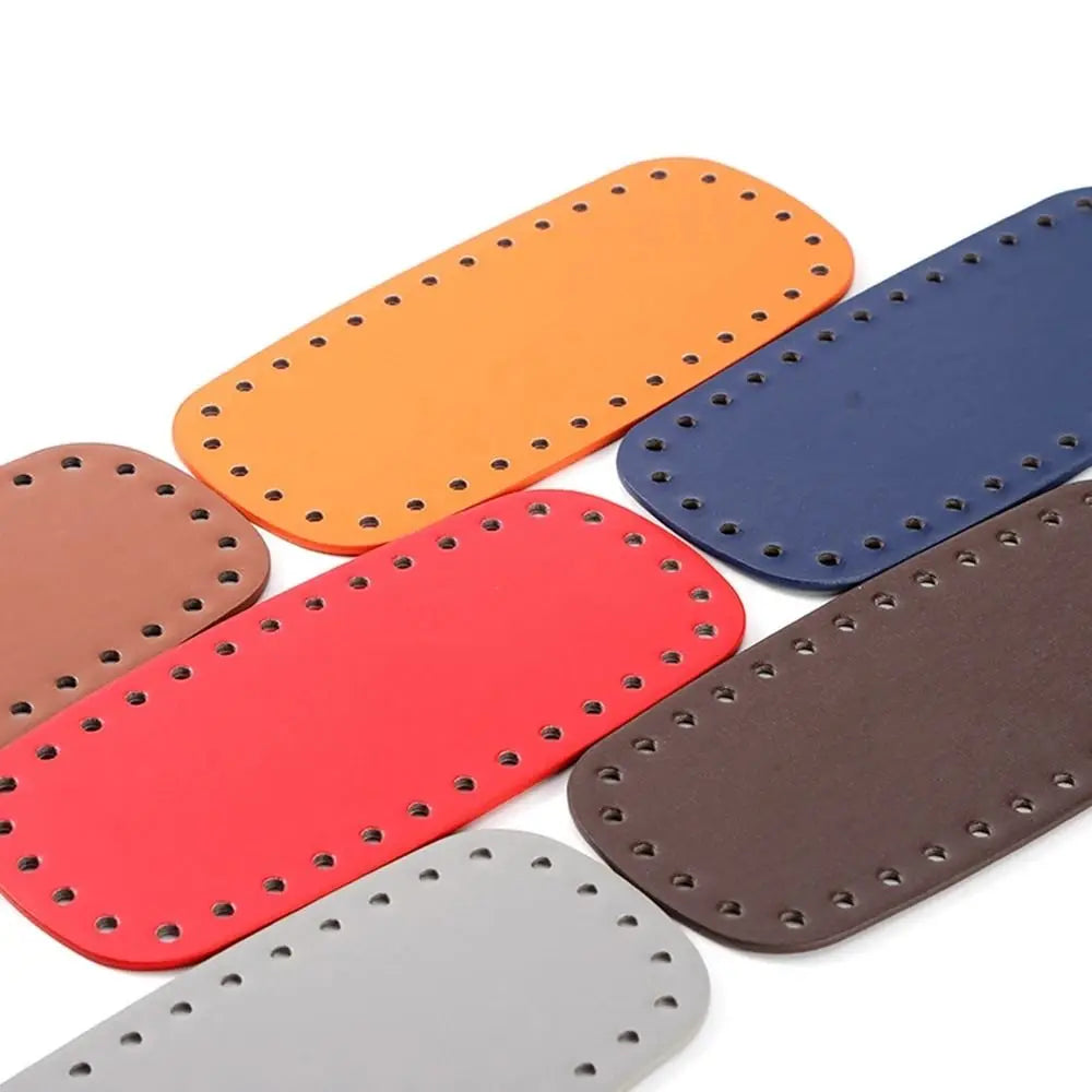 Base de bolsa de croche em couro PU oval, 20 × 9 cm