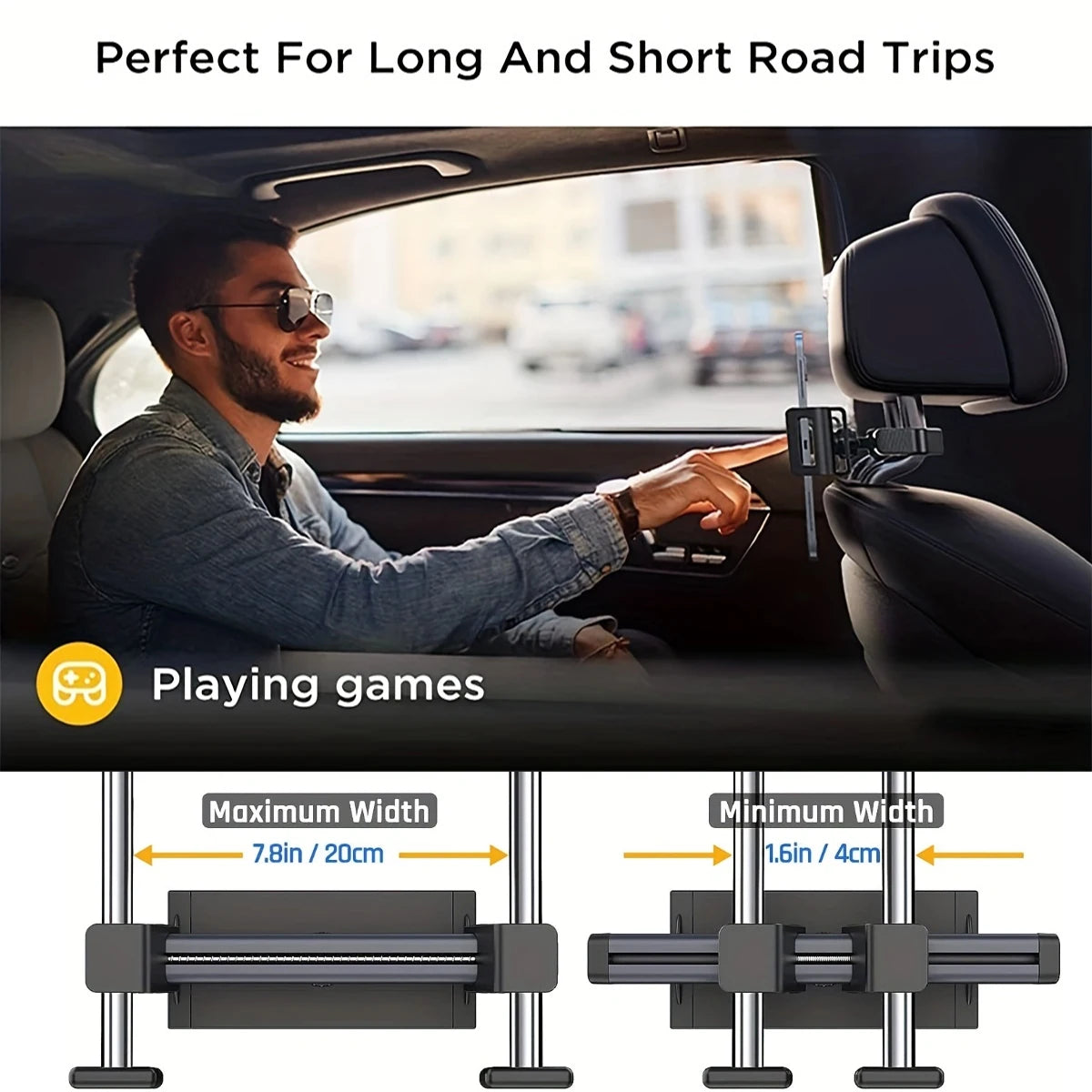 Rotating Car Headrest Holder for Phones and Tablets