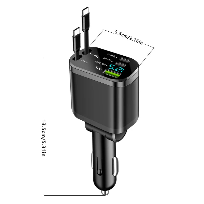 Car Charger with Retractable Cable