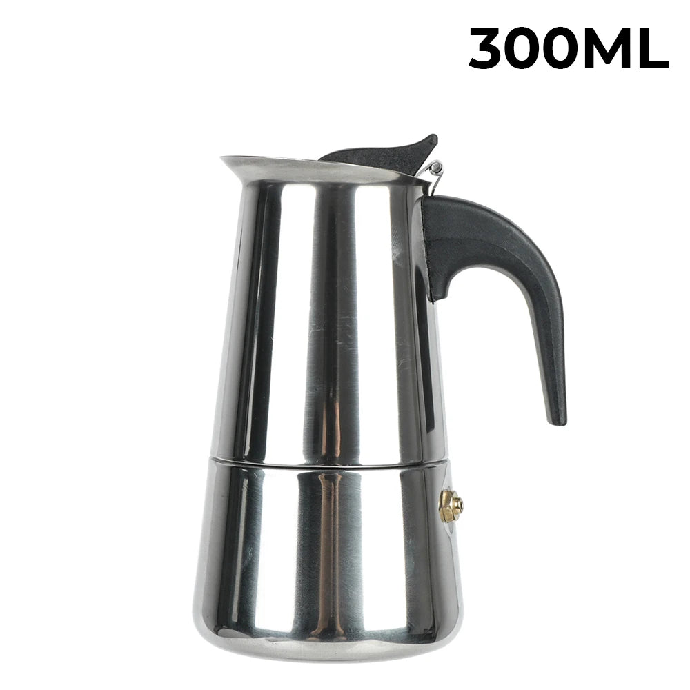Stainless Steel Moka Pot for Stovetop Espresso, 2 to 9 Cups