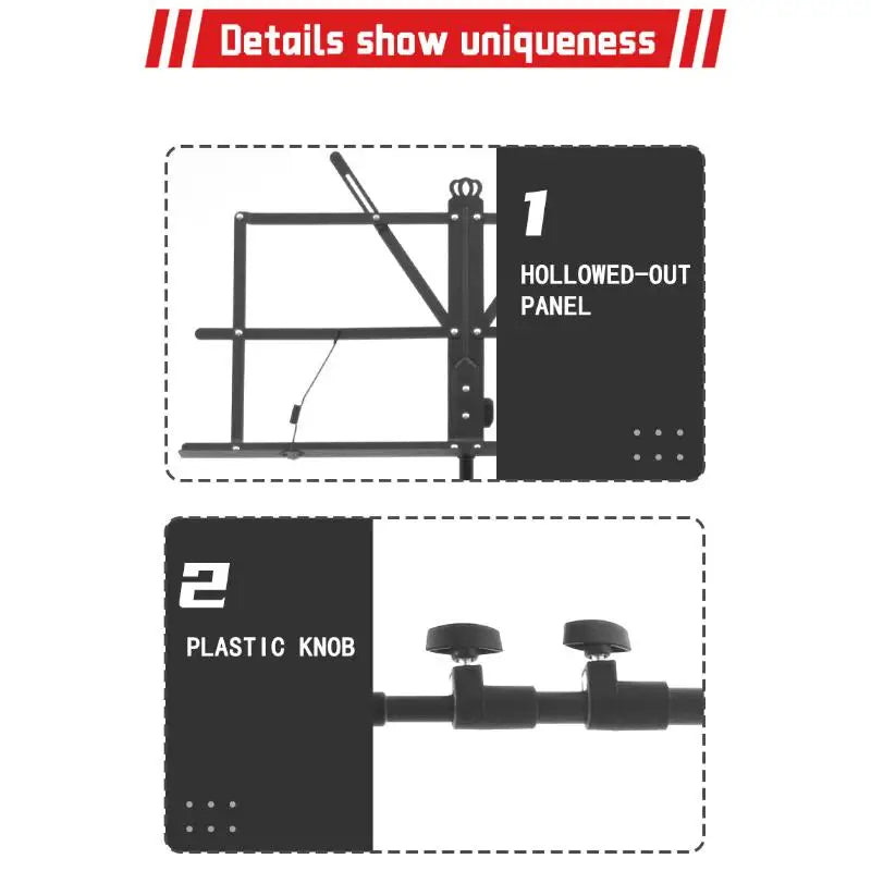 2-in-1 Folding Sheet Music Stand and Desktop Book Stand, Black