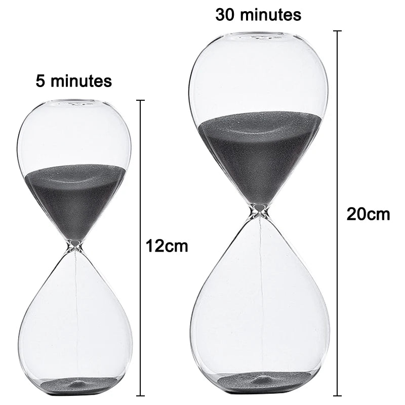 Timeglas i glas, 5 eller 30 minutter
