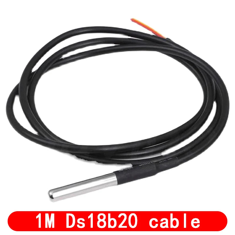 DS18B20-vandtæt temperatursensorprobe med kabel og adaptermuligheder