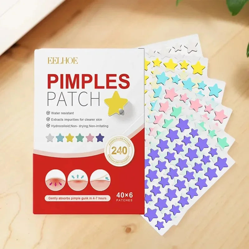 240pcs New Pimple Patch Acne Patches Heart/Star/Flower/Round Shape Acne Dots Patches Moisturizes for Covering Zits and Blemishes 