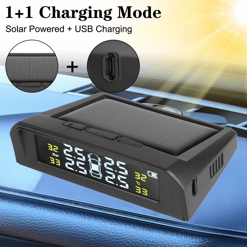 Solar TPMS Tire Pressure Monitoring System with External Sensors