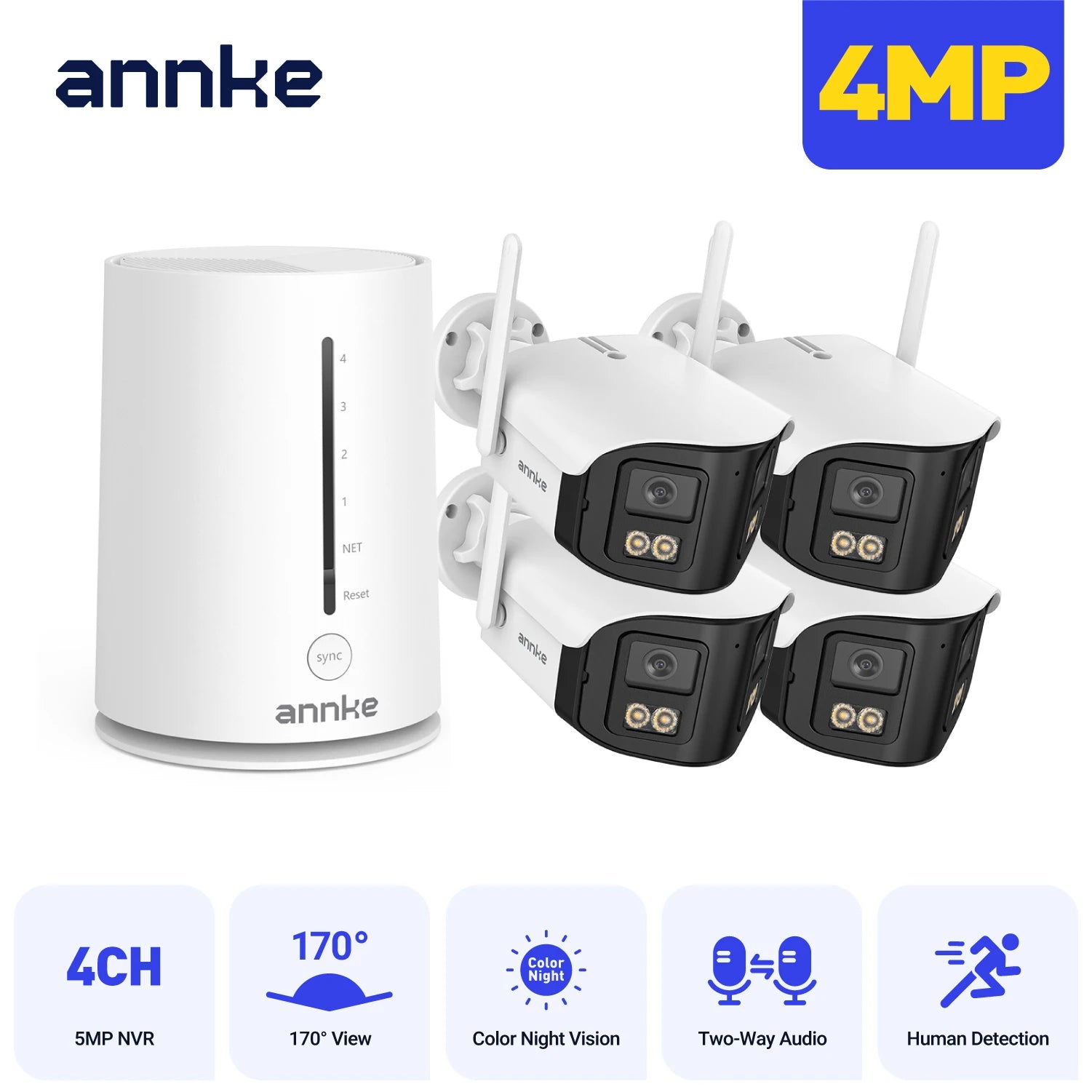 ANNKE 4MP WiFi Security Camera System with 170° Dual Lens