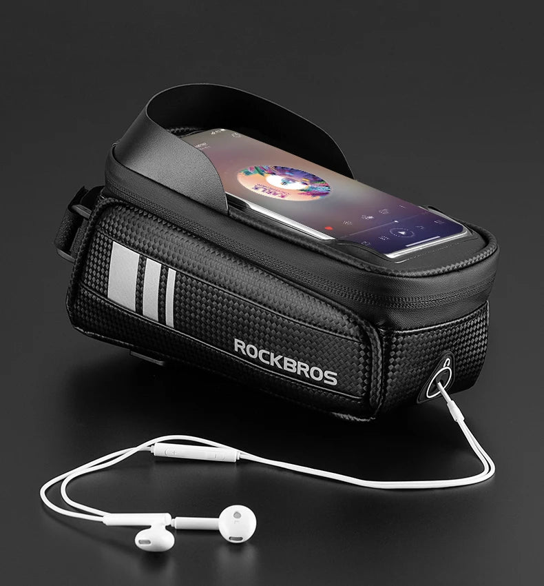 Borsa per telaio bici resistente all'acqua con supporto per telefono con schermo touch