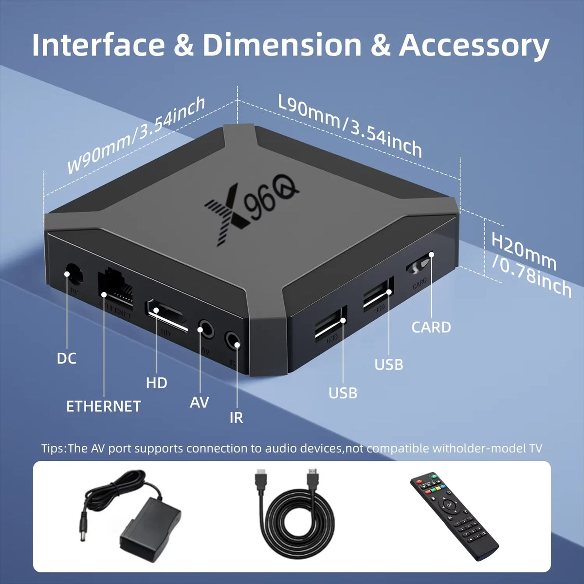X96Q Smart TV Box Allwinner H313 Android 10.0 TV Box 2GB RAM 16GB ROM 4K 60fps H.265 HEVC Media Player 2.4G WiFi 1000M LAN USB Media Streaming Set Top Box