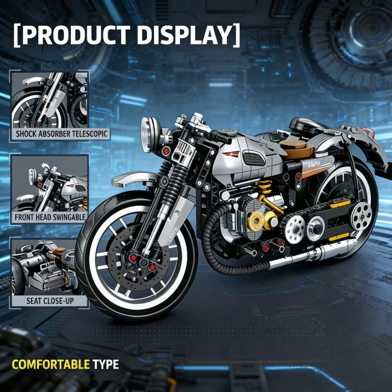 Kit de construcción de motocicleta retro de tres ruedas