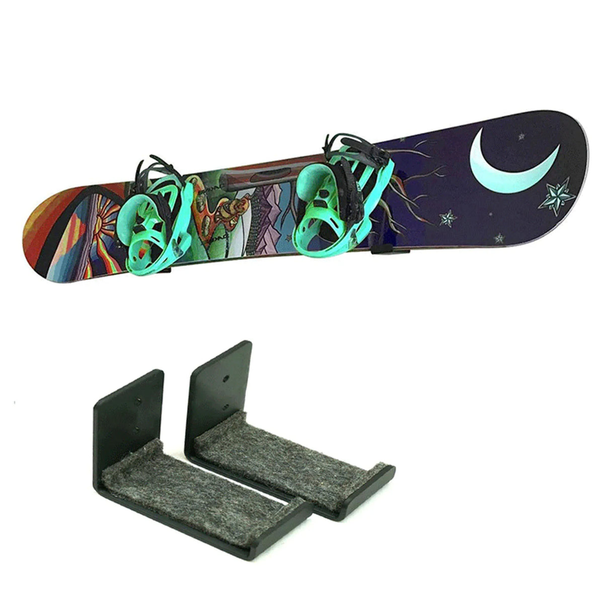 Pair of Padded Steel Snowboard Wall Brackets