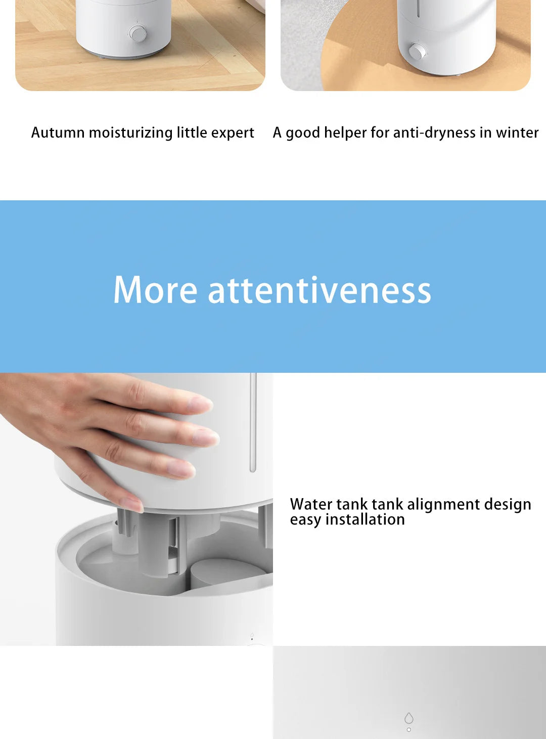 Xiaomi Luftfuktare 2 4L Tyst Dimma Luftfuktighetskontroll 300mL/h