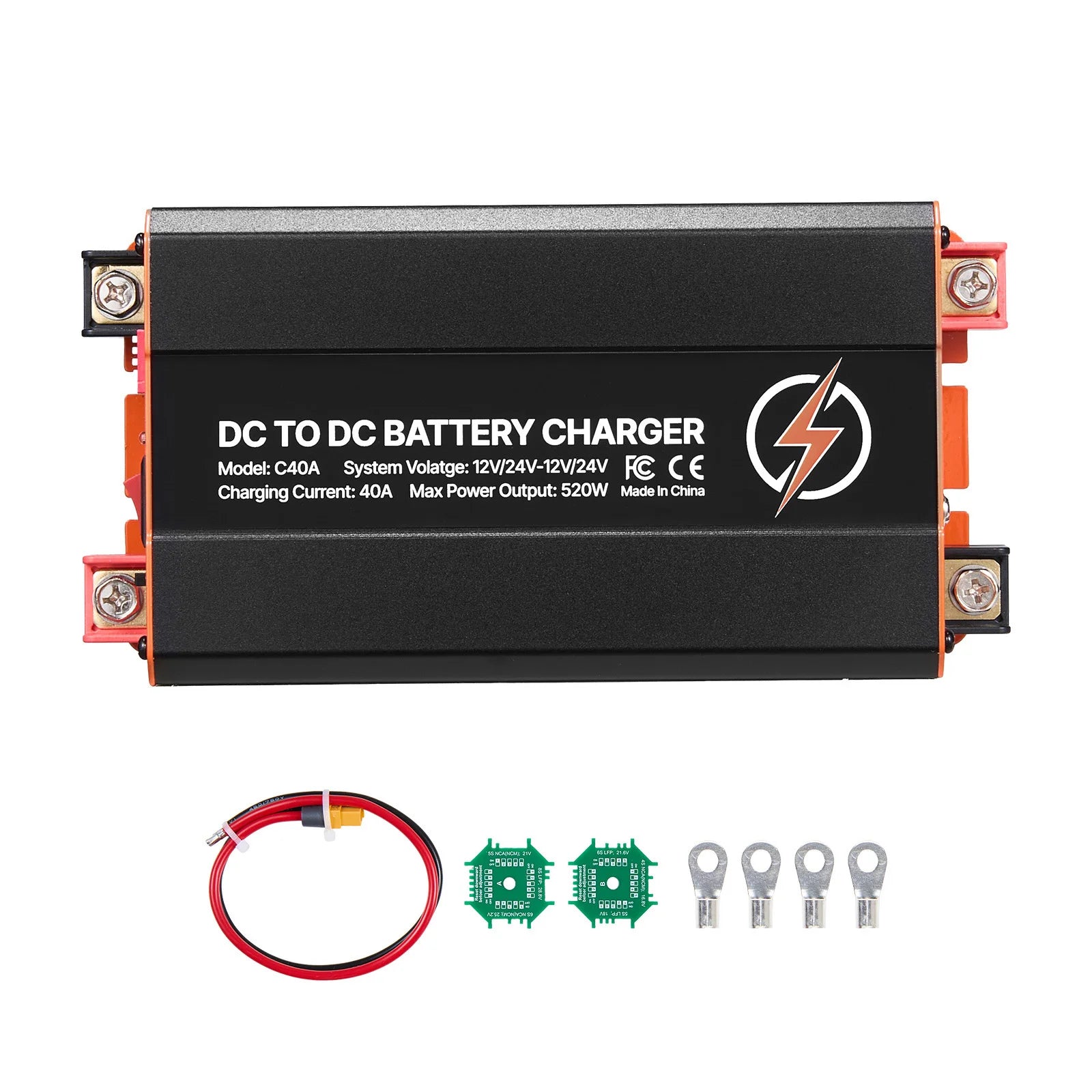 SucceBuy DC-naar-DC acculader 520W 40A dynamolader geschikt voor LiFePO4, loodzuur, AGM en GEL batterijen 12V/24V-12V/24V voor camper