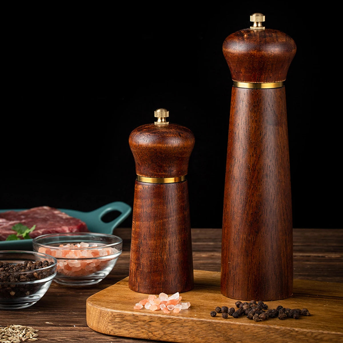 Wooden Salt and Pepper Mill with Adjustable Ceramic Grinder