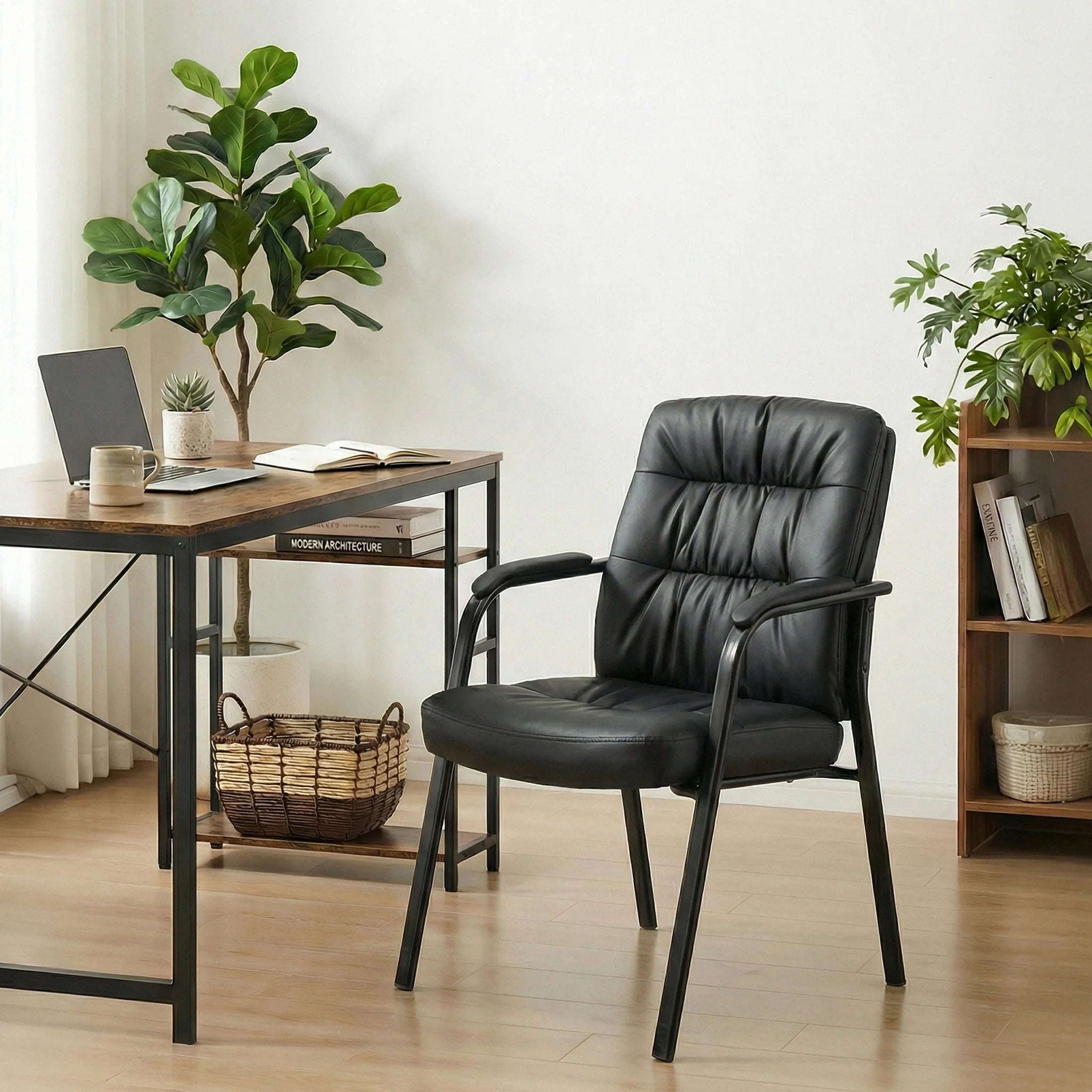 Ergonomic PU Leather Office Chair with Lumbar Support 500lb Capacity