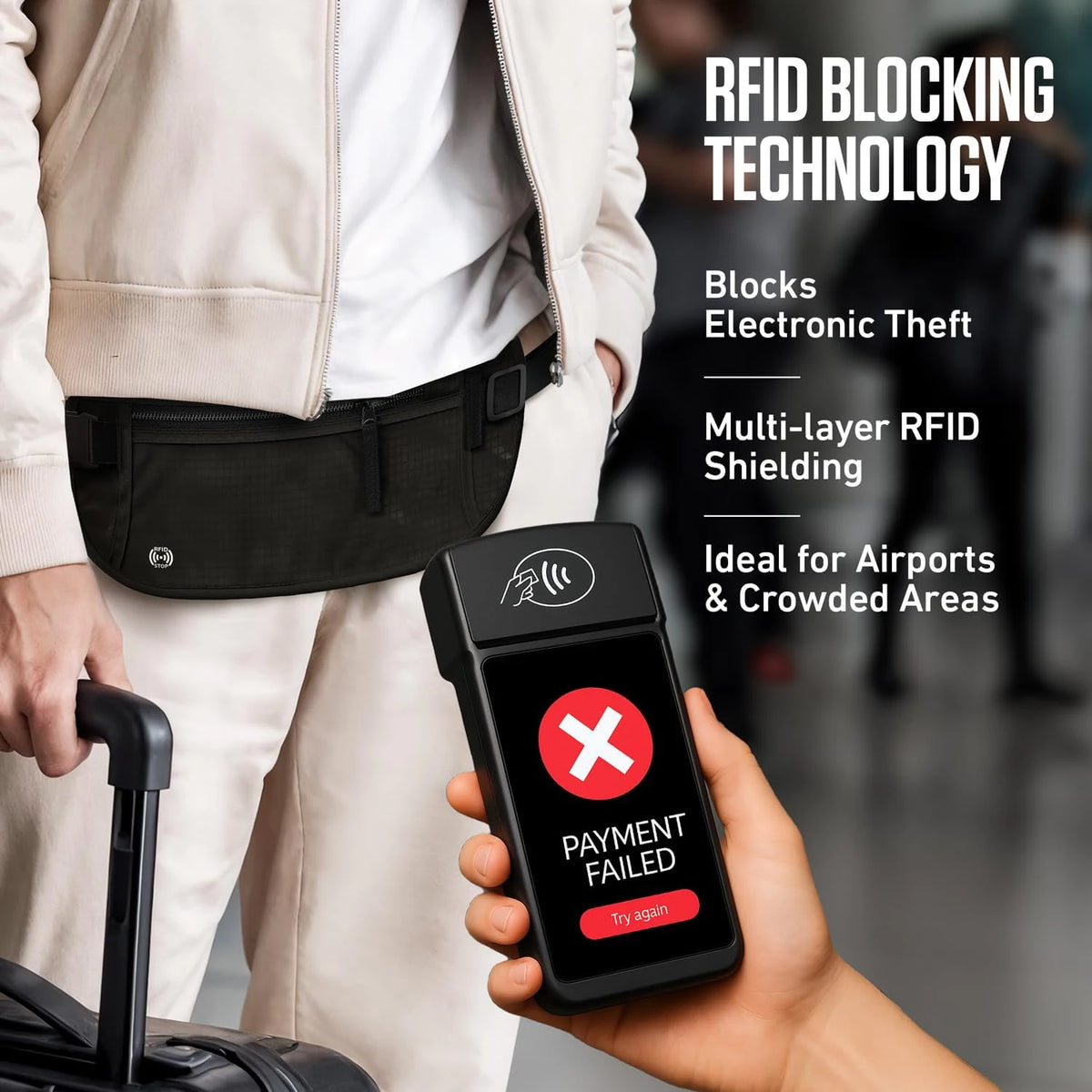 RFID:ää estävä matkavö sekä passin suojaloimi
