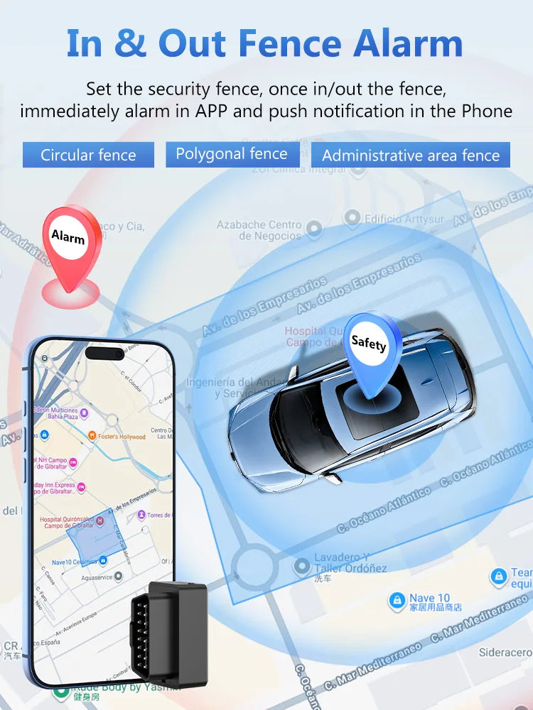 Mini OBD GPS Tracker 16PIN OBD II Plug Play Car Truck Vehicle OBD2 Tracking Device GPS with Free Location APP