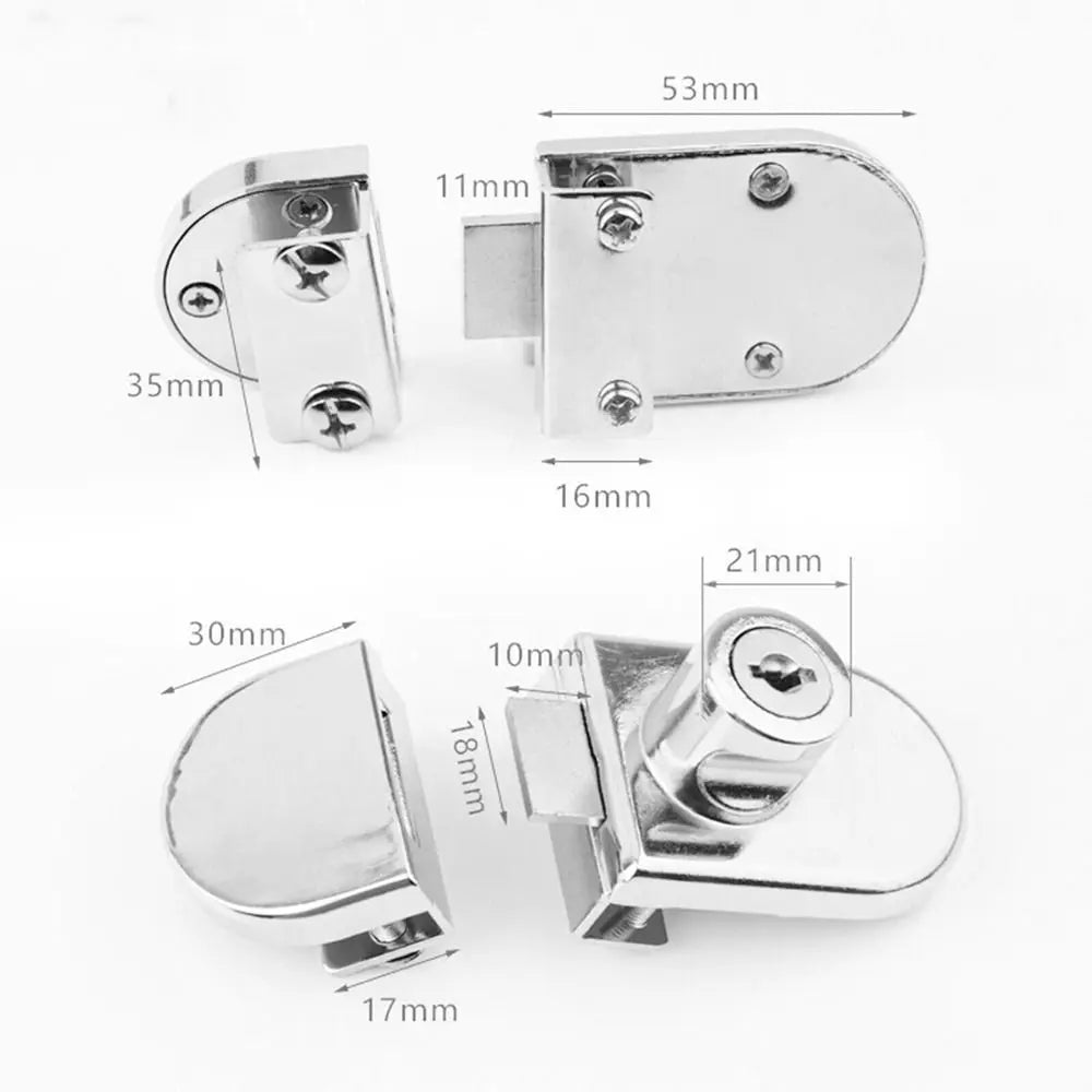 Glass Cabinet Door Lock, Zinc Alloy, No Drilling