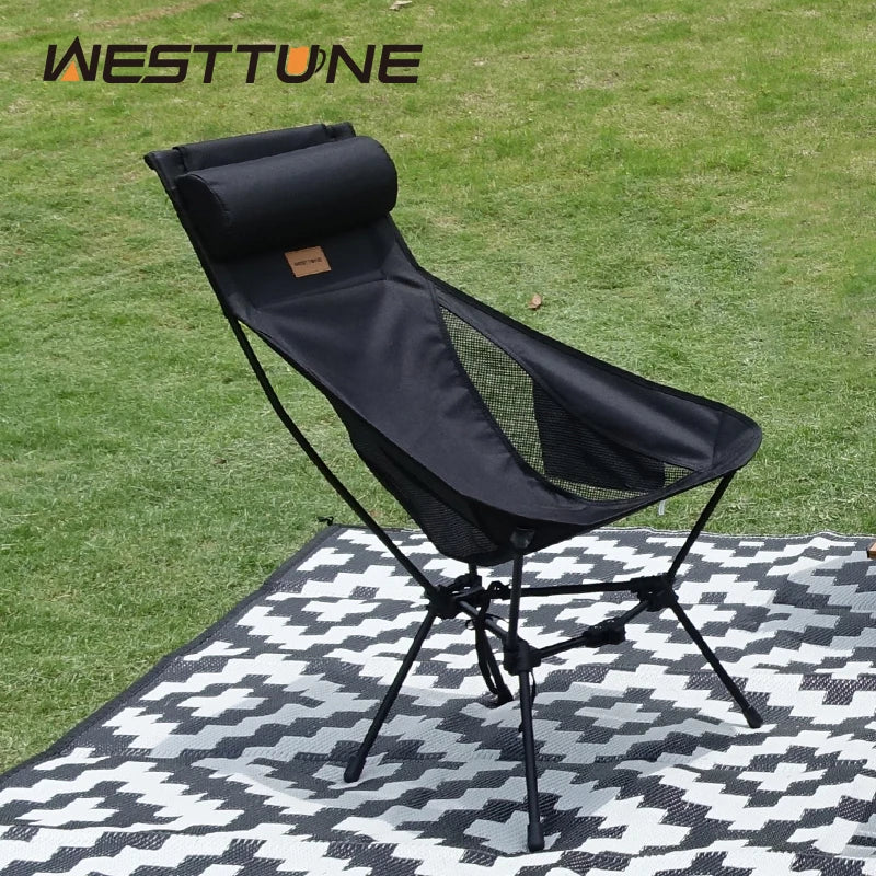 Portable Camping Chair with Headrest, 330 lb Folding Seat