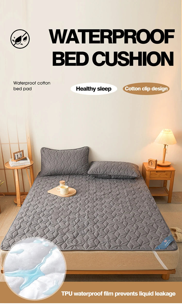 Waterproof Mattress Topper with Elastic Band Quilted Protector Pad Bedspread Winter Mattress Cover for Single/Double Bed 140/160 