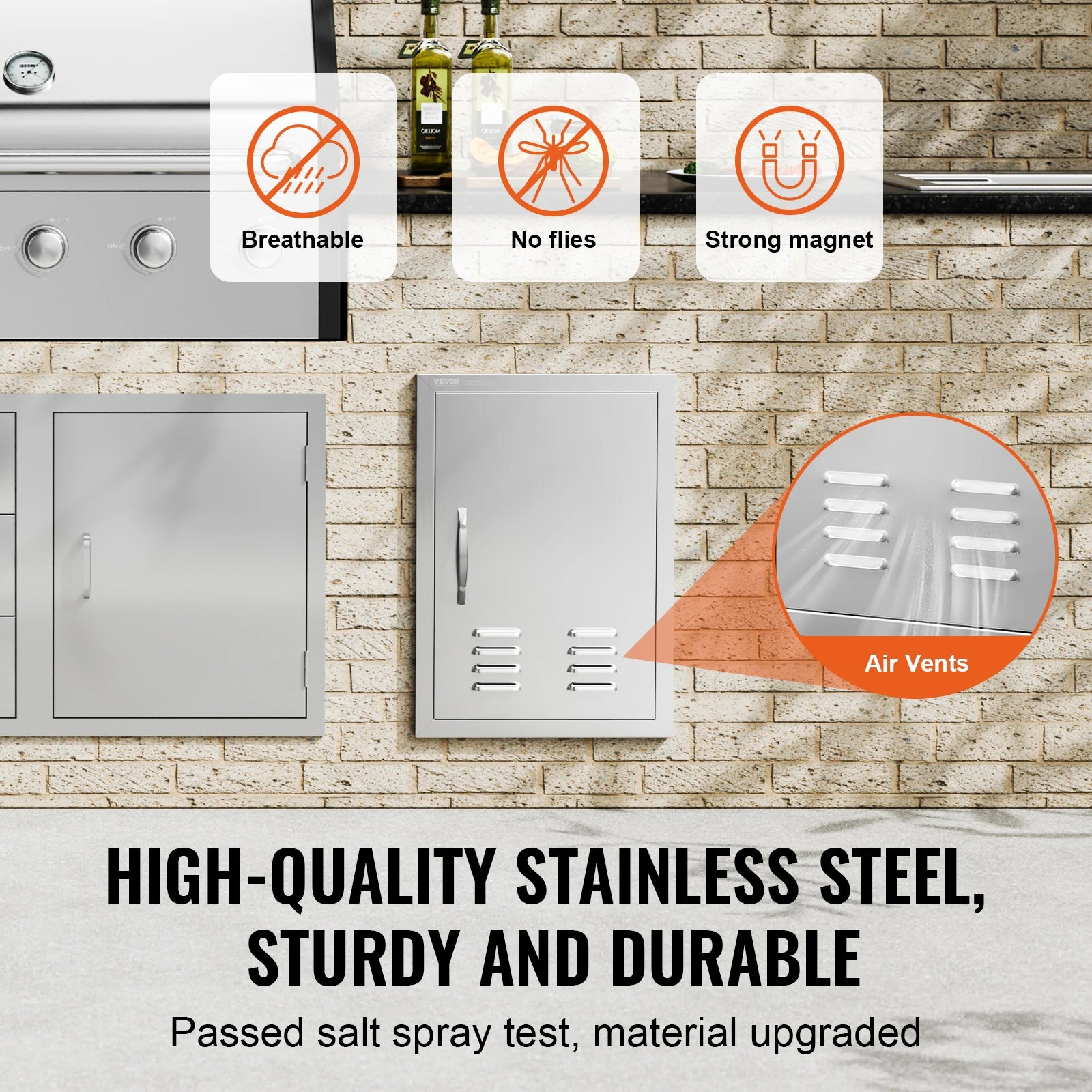 Stainless Steel BBQ Access Door Flush Mount with Reversible Design