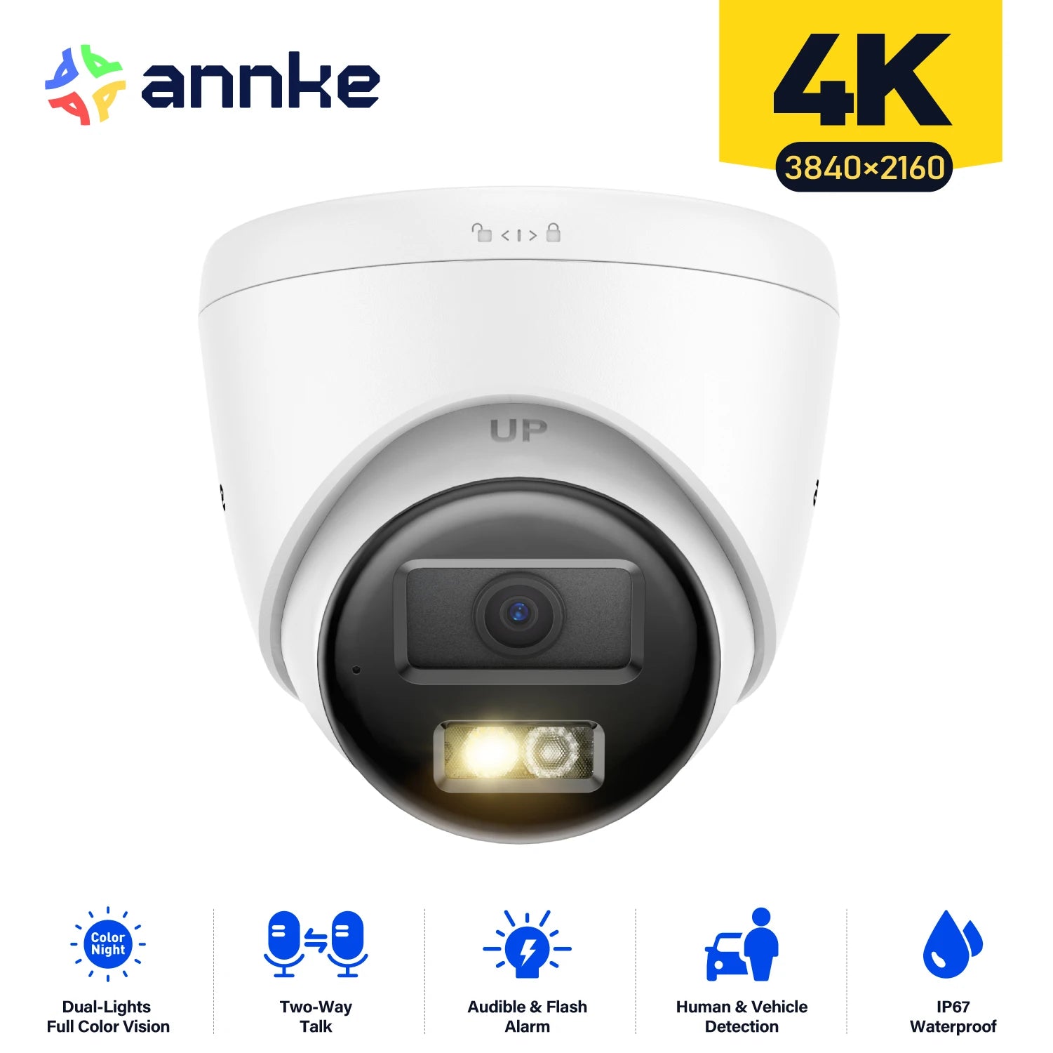 ANNKE 8MP Outdoor PoE Security Camera with Two-Way Audio