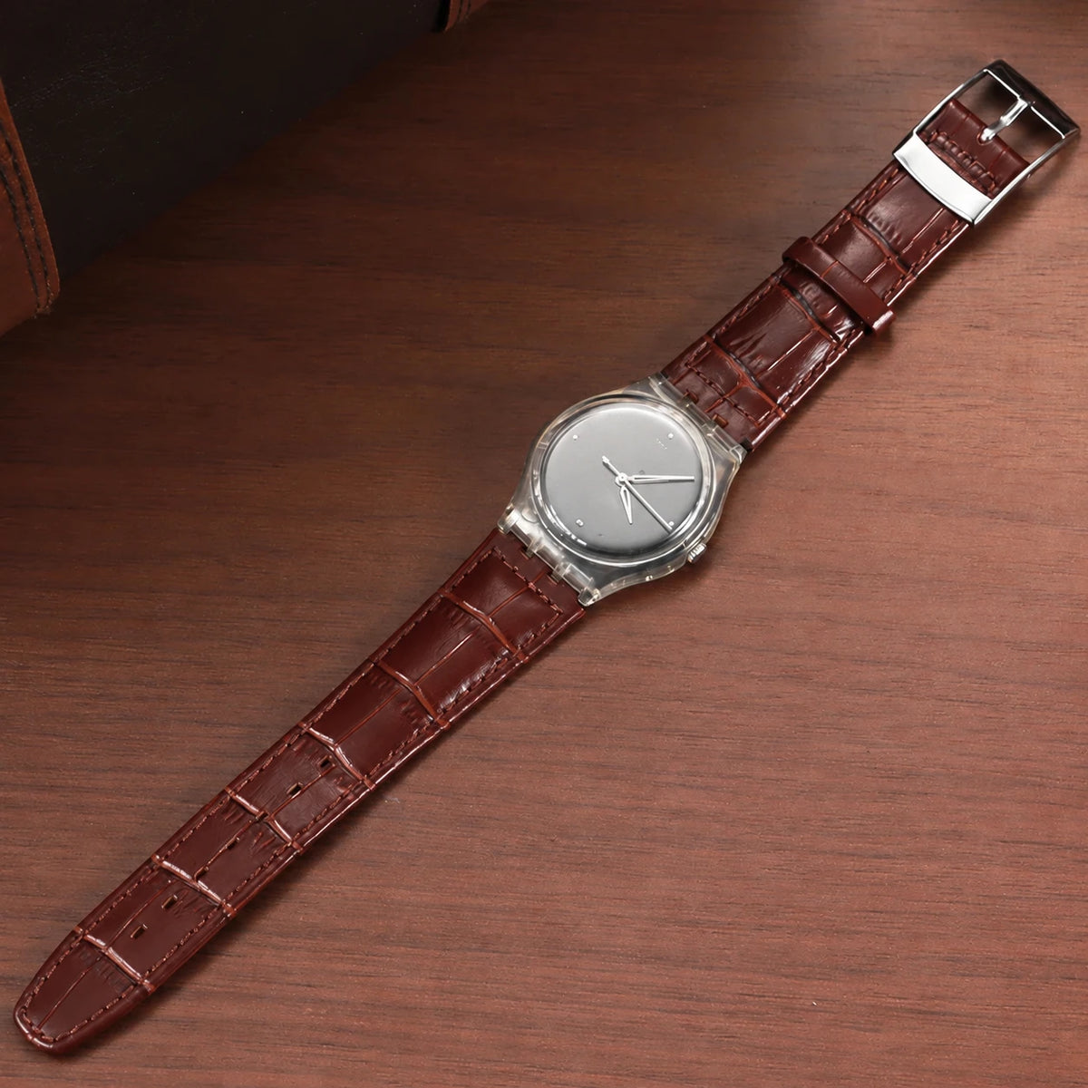 Leren horlogeband voor Swatch, 17 of 19 mm