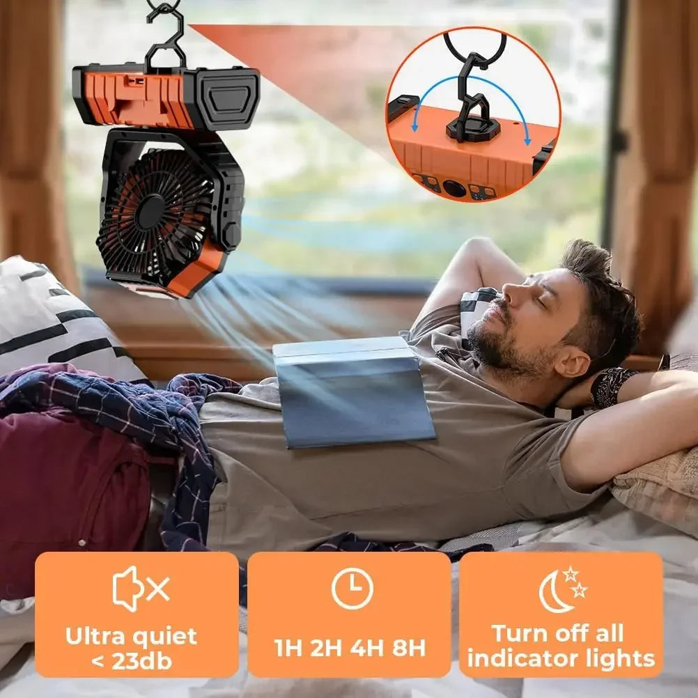 20000mAh Rechargeable Portable Fan with LED Light