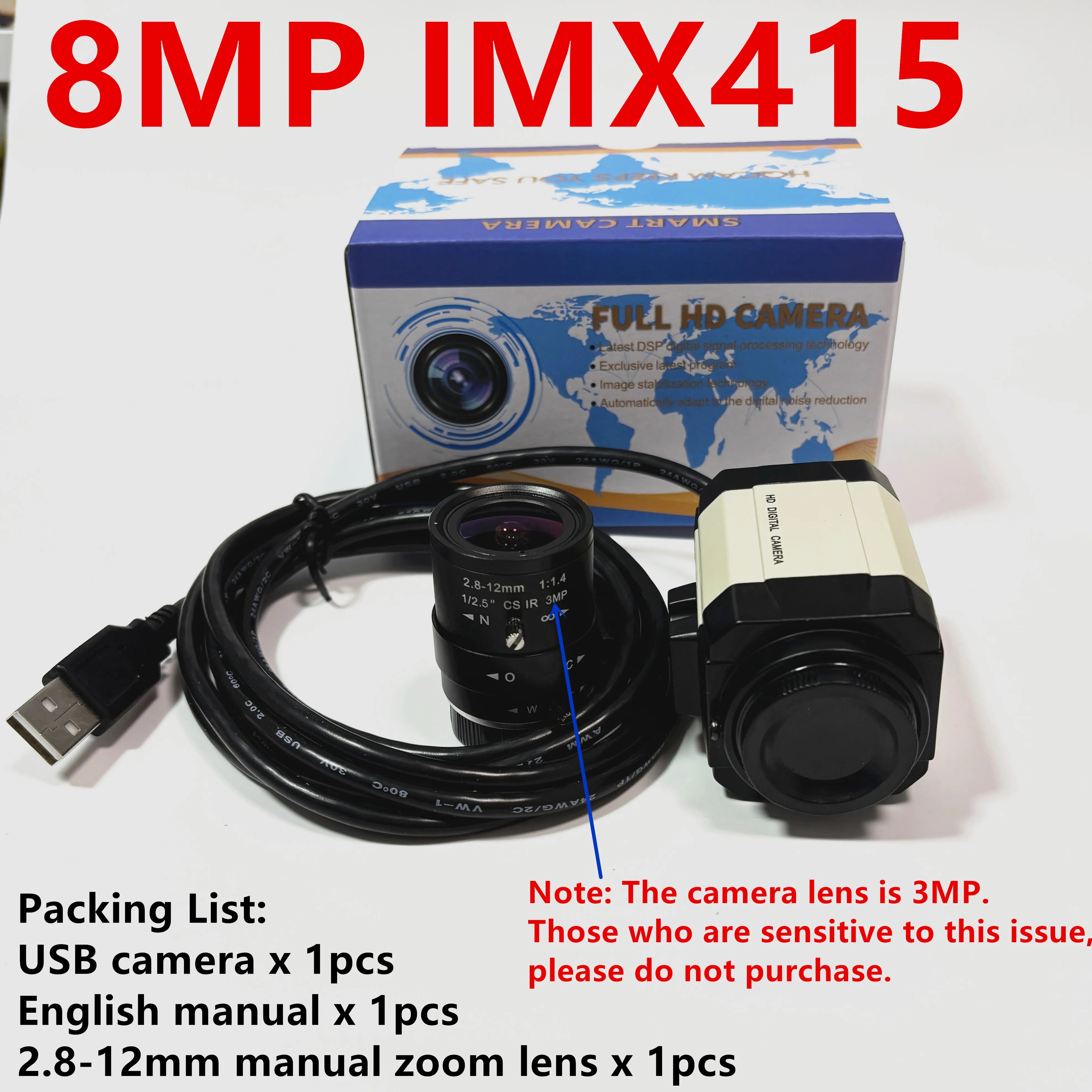 4K IMX415 USB Webcam with 2.8-12mm Varifocal Lens
