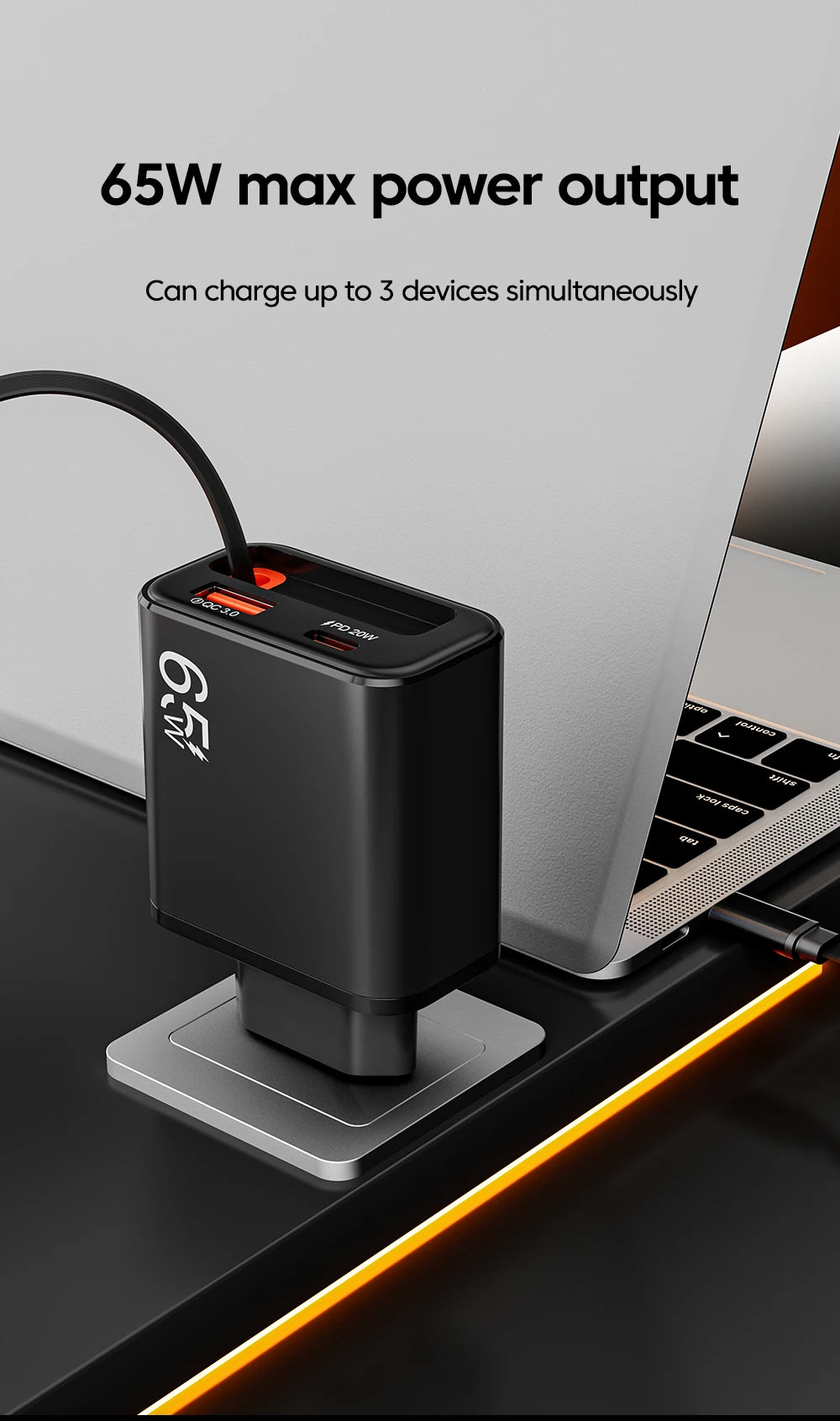Wandladegerät mit ausziehbarem USB-C-Kabel