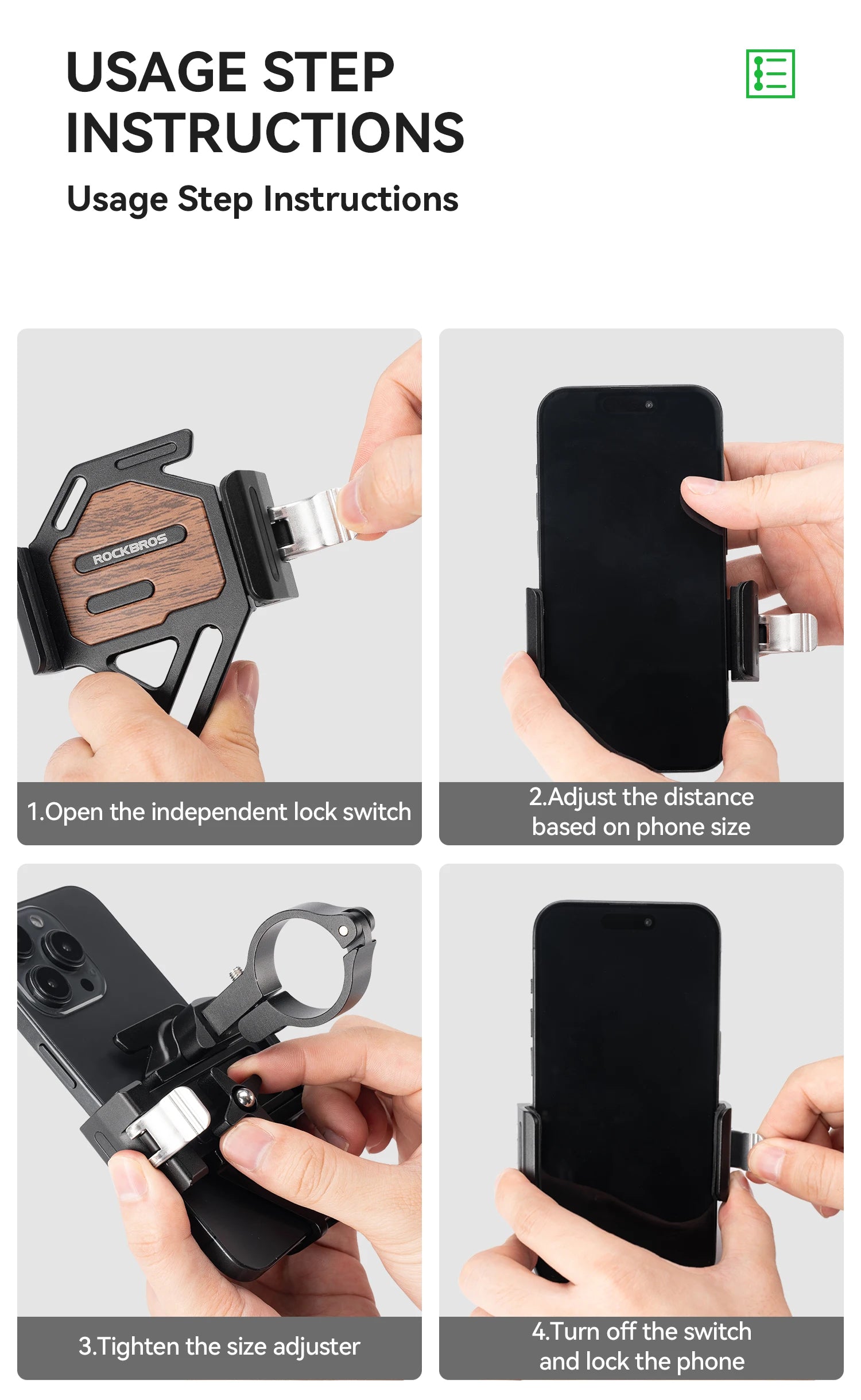 360° Rotating Motorcycle & Bicycle Phone Holder with Shock Absorption
